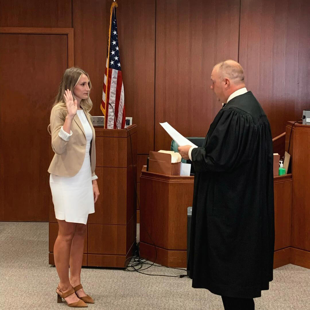 Kassidy Watkins being sworn in as an attorney.